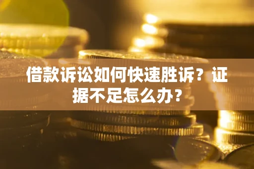 武汉借款诉讼如何快速胜诉？证据不足怎么办？